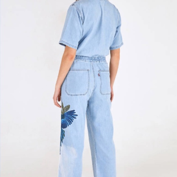 Levi’s X FARM RIO- Denim Jumpsuit with Parrot Print - Picture 2 of 11